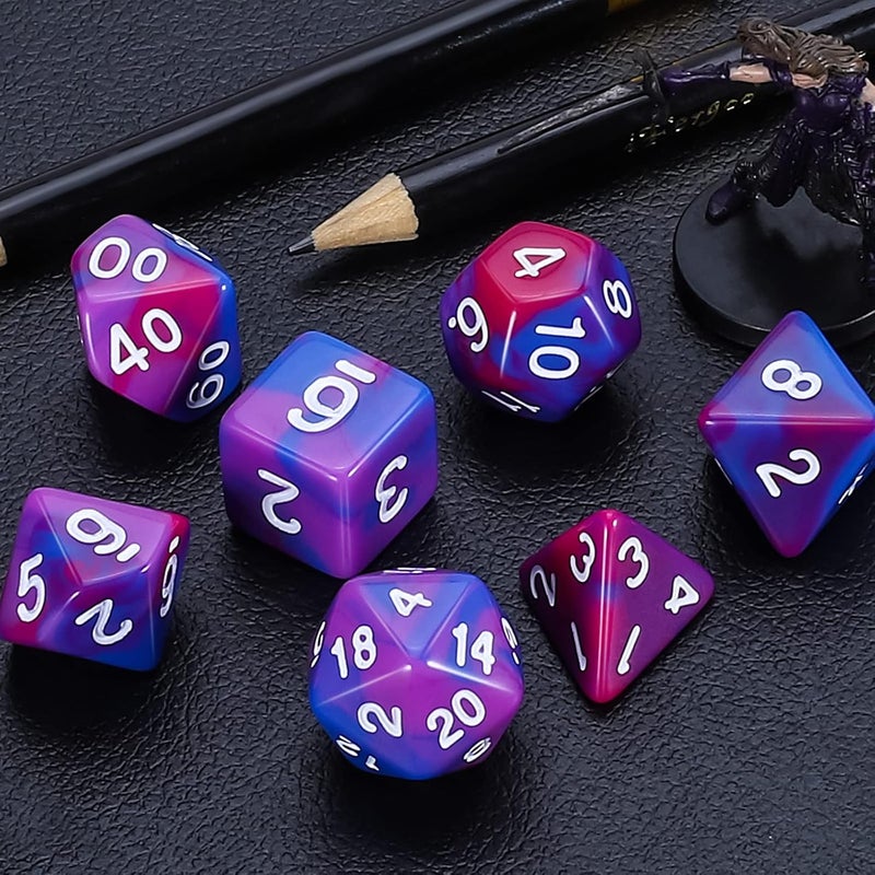 CiaraQ DND Polyhedral Dice Set for Dungeons and Dragons RPG MTG Role Playing Table Games-with 1 Dice Pouch (Blue+Purple+Red) - Image 5